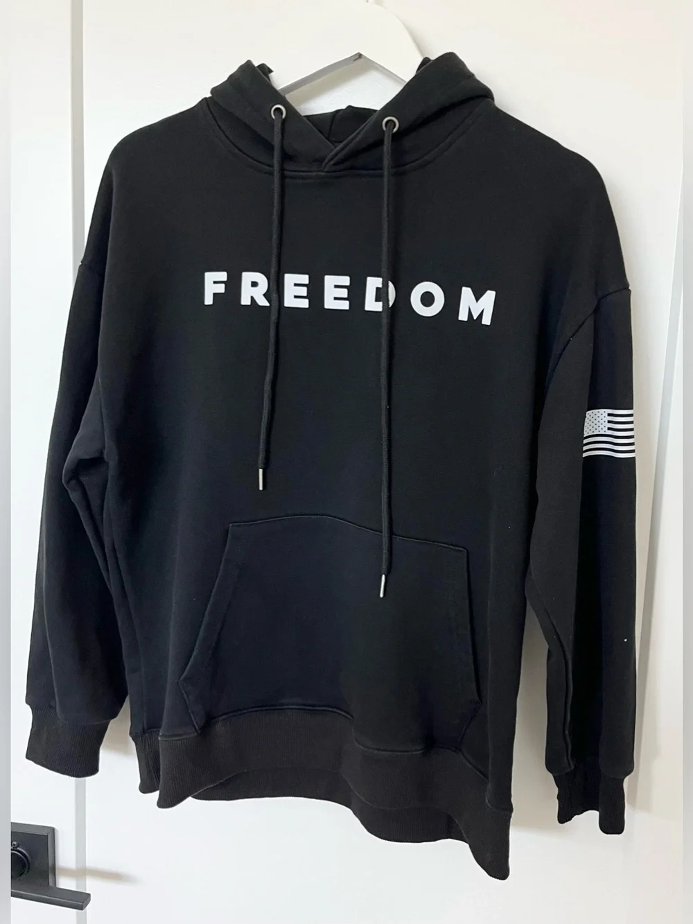 Charlie Kirk Freedom Hoodie Sweatshirt Black Youth XL American Flag TurningPoint
